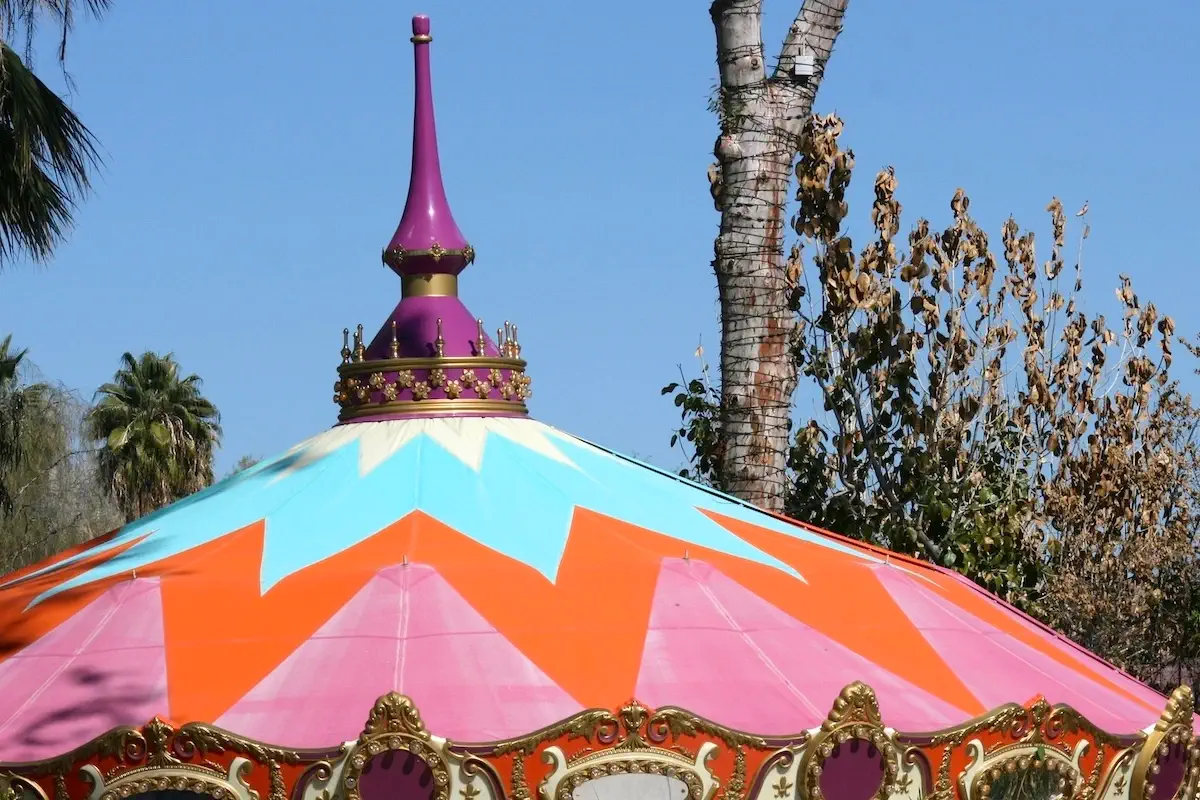 view of the spire atop the Phoenix Zoo carousel